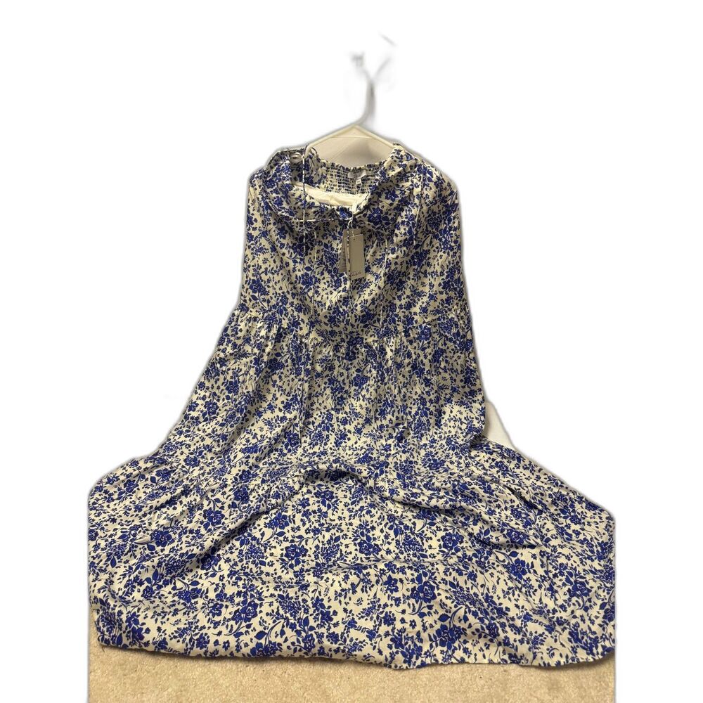 Rails Blue Floral Tie Neck Midi Dress Size XXS New with Tags
